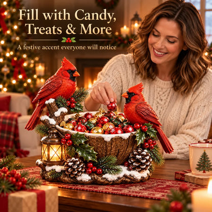 🔥Hot Sale 49% OFF❤️ Cardinal Christmas Treat Bowl™ – Lighted Holiday Candy Bowl & Tabletop Decor