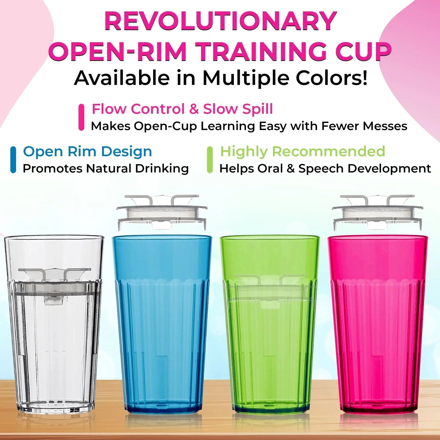 🍼 Safe Toddler Training Cup | Unbreakable 360° Rim Design