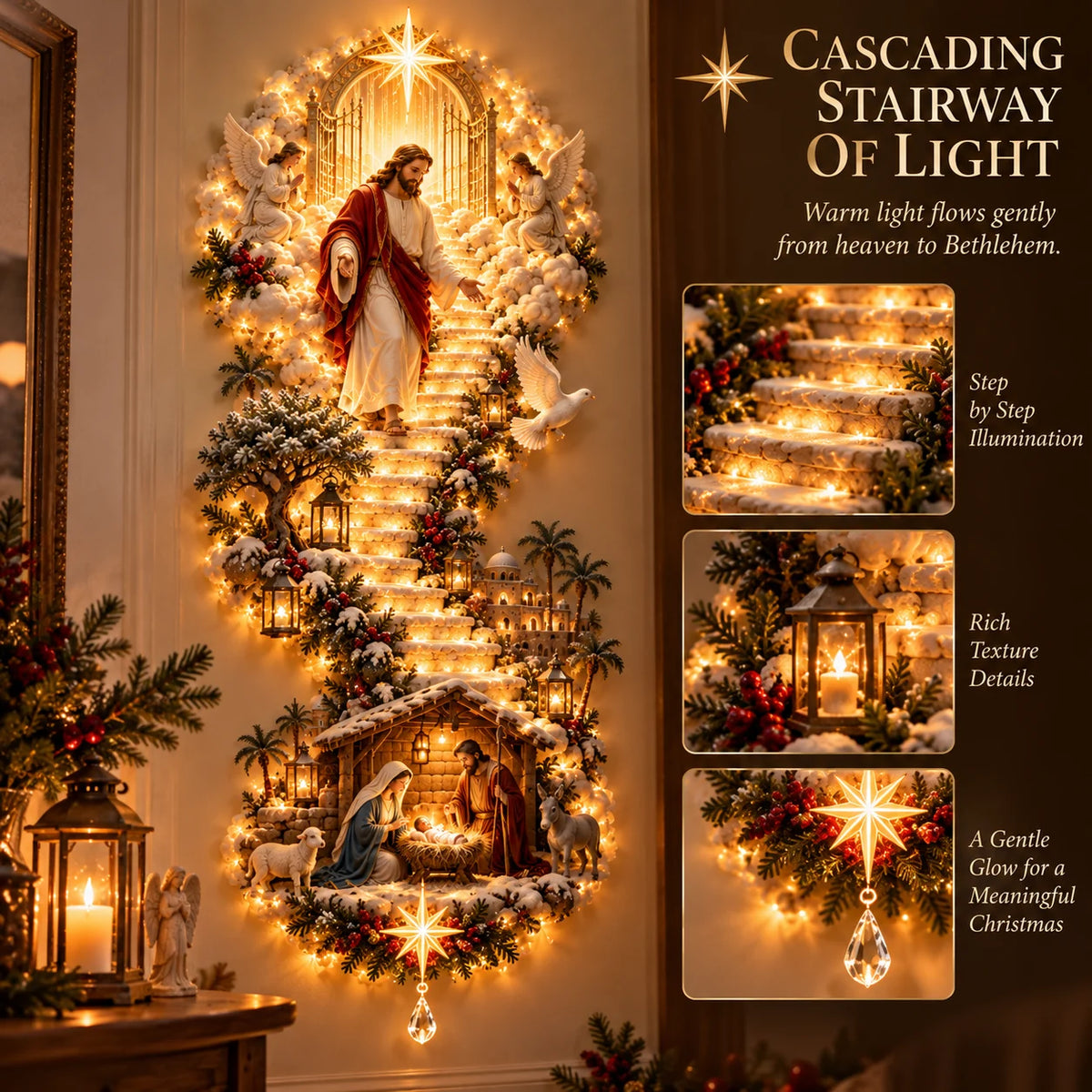 ✨ Last Day – 60% Off!✨ Jesus Light Of Heaven Christmas Wall Hanging✝️