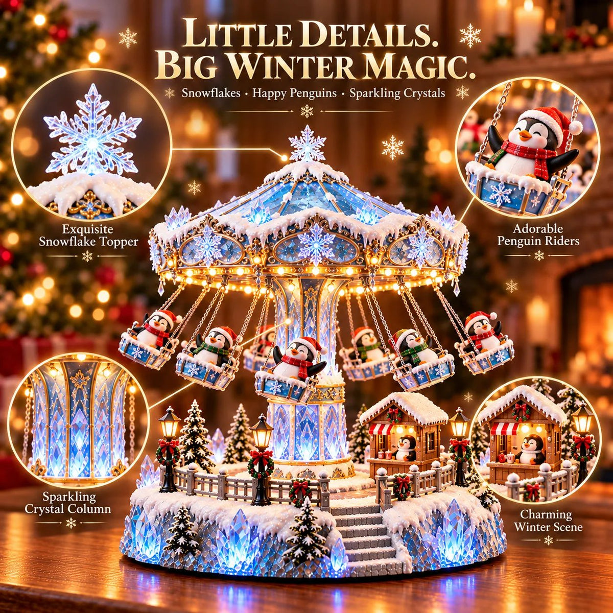 🎄 Christmas offer: 49% off! 🐧 Penguin Winter Swing Carnival – Rotating Christmas decoration with lights ❄️✨