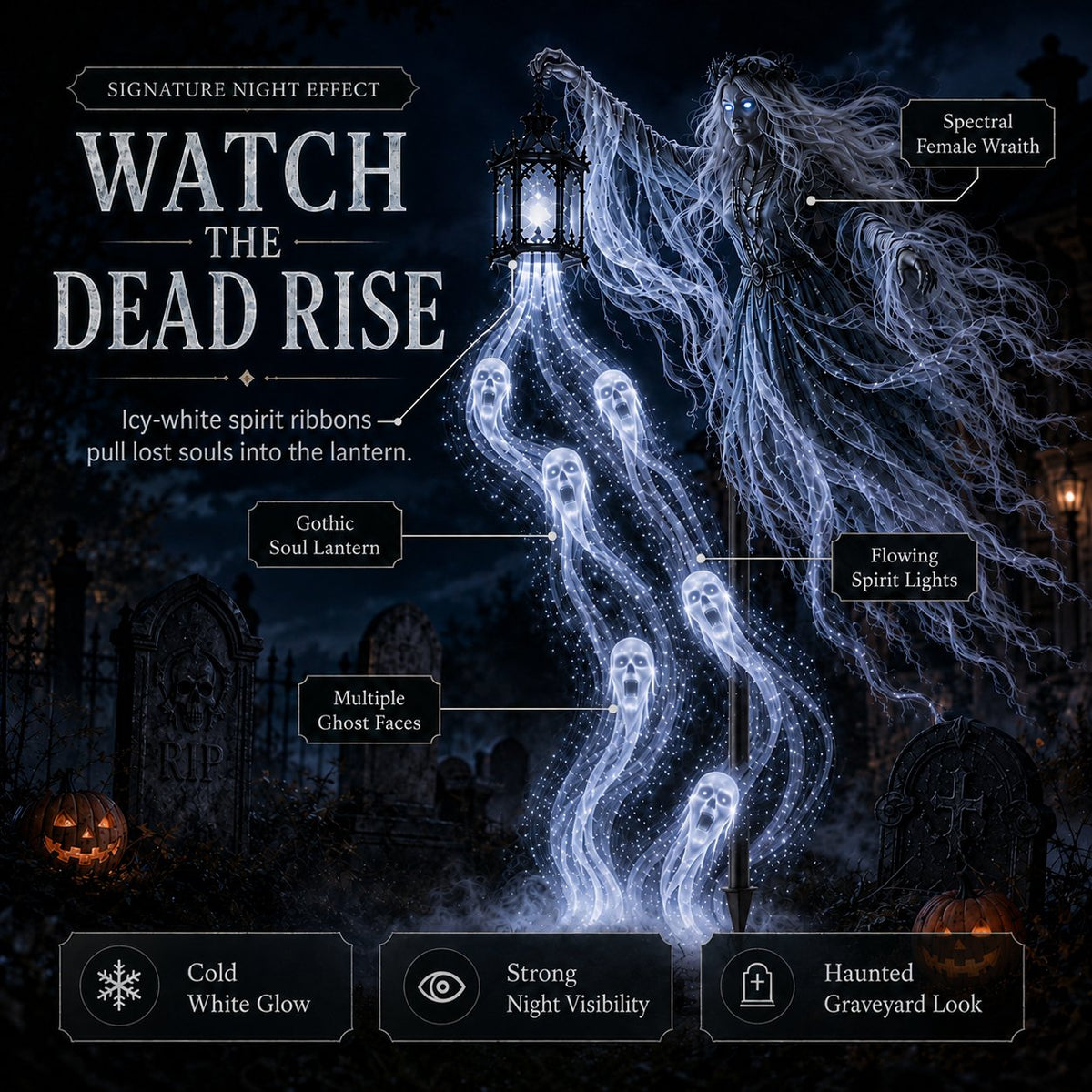 🔥Today 59% OFF🎁 - 💀Halloween Ghostly Animated Cemetery Lights