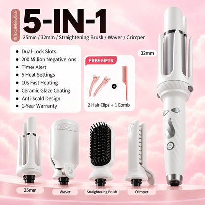 🎀 5-in-1 Hair Styler for Curls, Waves & More