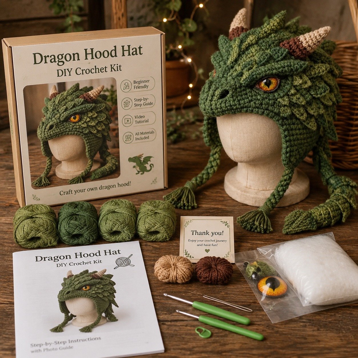 🔥LAST DAY 50% OFF - 🧵 Fantasy Hood Hat DIY Crochet Kit – Create Your Own Magical Wearable Character Hat