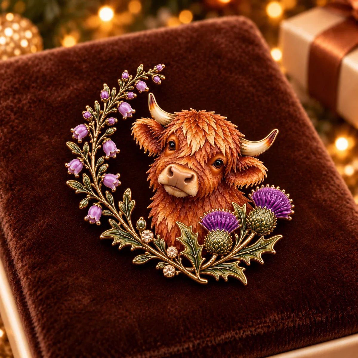 Highland Cow & Thistle 🏴󠁧󠁢󠁳󠁣󠁴󠁿 Scottish Heritage Enamel Brooch