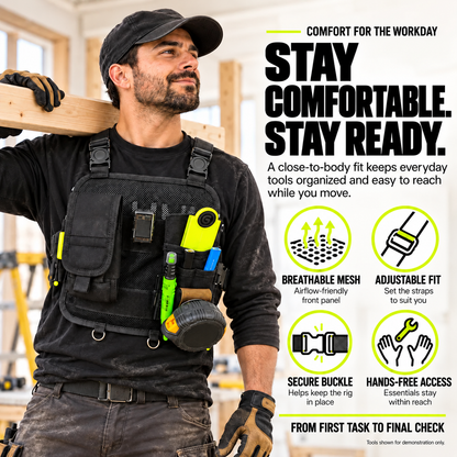 🛠️ Hands-Free Multi-Pocket Chest Tool Organizer – Keep Every Essential Within Reach