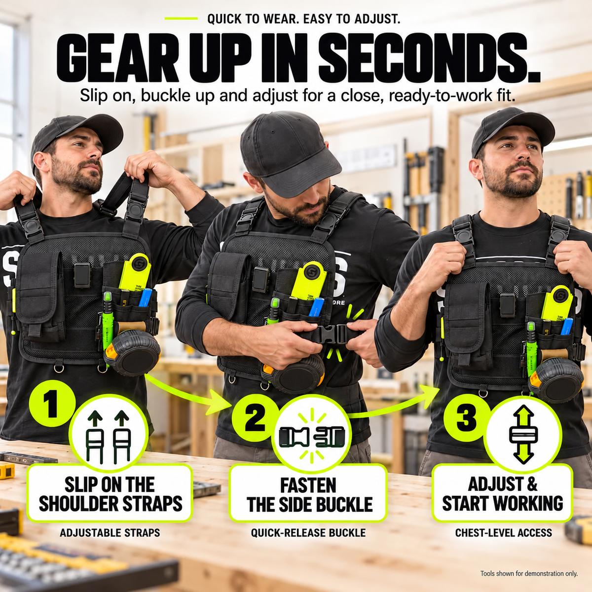 🛠️ Hands-Free Multi-Pocket Chest Tool Organizer – Keep Every Essential Within Reach