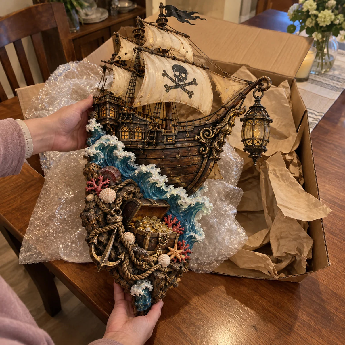 ⛵Ghost Ship Lantern – Light-Up Nautical Wall Decor