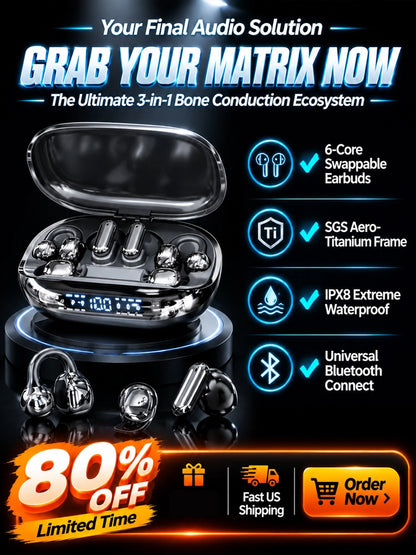 【💥 Limited-time 50% off sale】【Latest Upgrade】🔥 6-Piece True Wireless Earbuds | 3 Multi-Use Modes | 200 Hours Battery | LED Power Display | Deep Bass Surround Sound 🎵