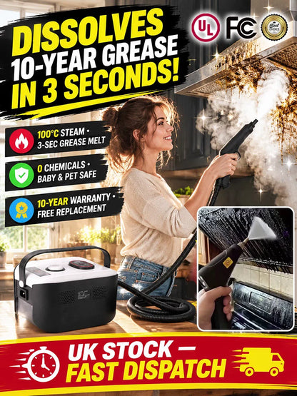 💨 ⚡ 100°C high-pressure steam melts stubborn grease in 3 seconds!