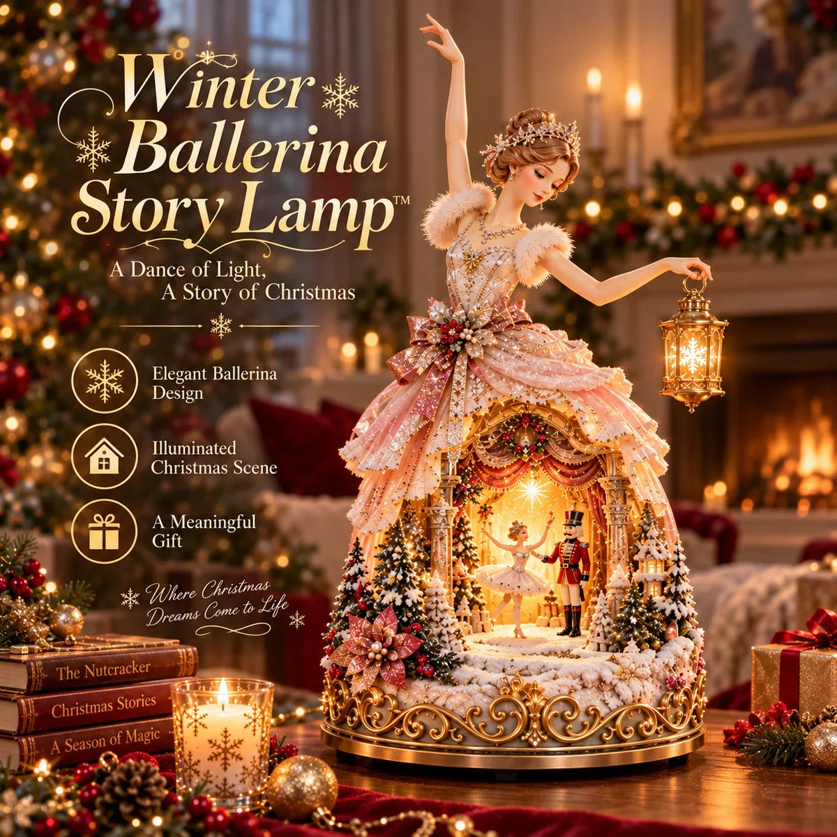 🔥LAST DAY 49% OFF 🩰  Winter Ballerina Story Lamp™ – Lighted Nutcracker Christmas Tabletop Decor