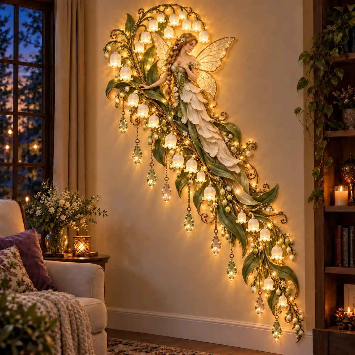 🌹🧚‍♀️Enchanted Flower Fairy Wall Light✨Cascading Floral Decoration