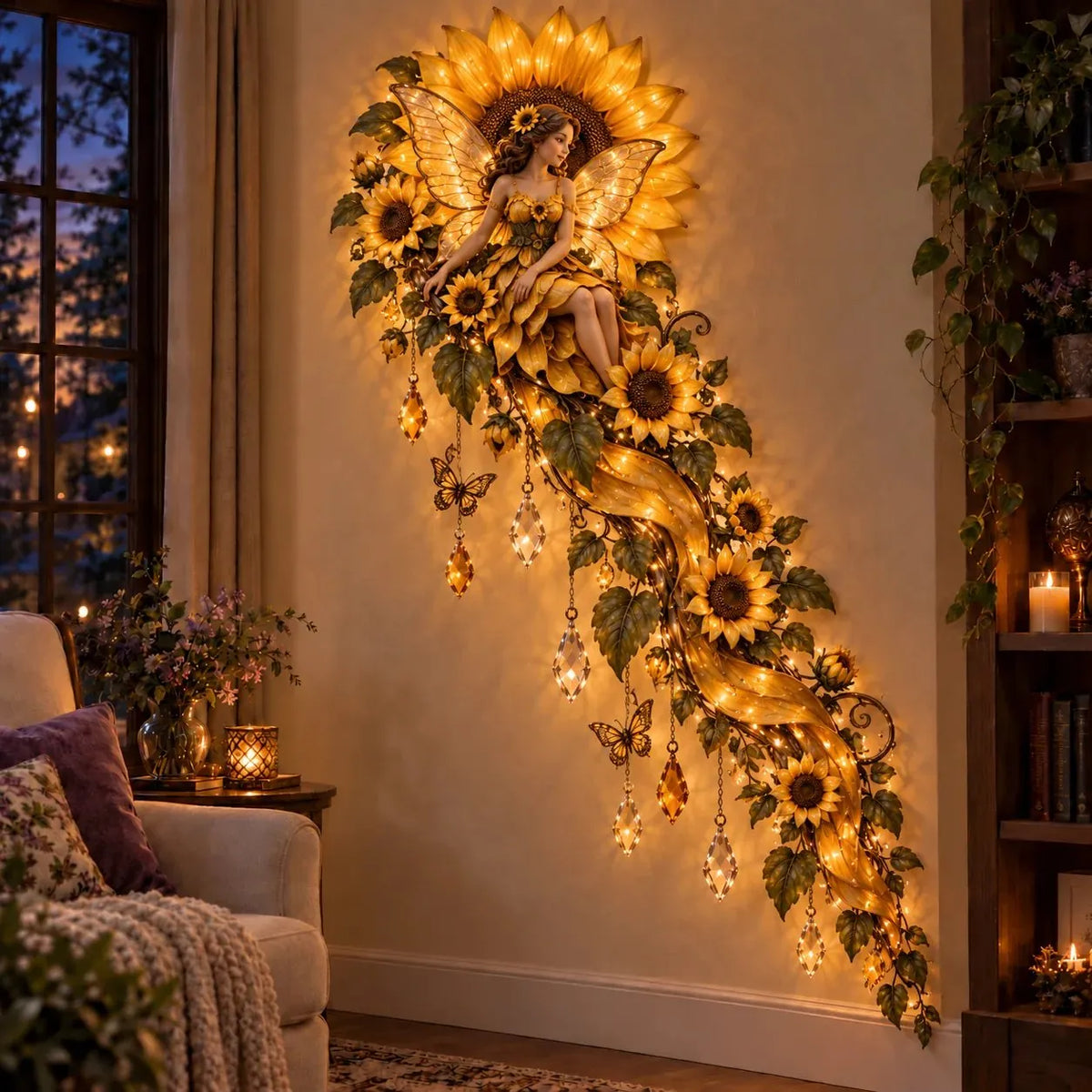 🌹🧚‍♀️Enchanted Flower Fairy Wall Light✨Cascading Floral Decoration
