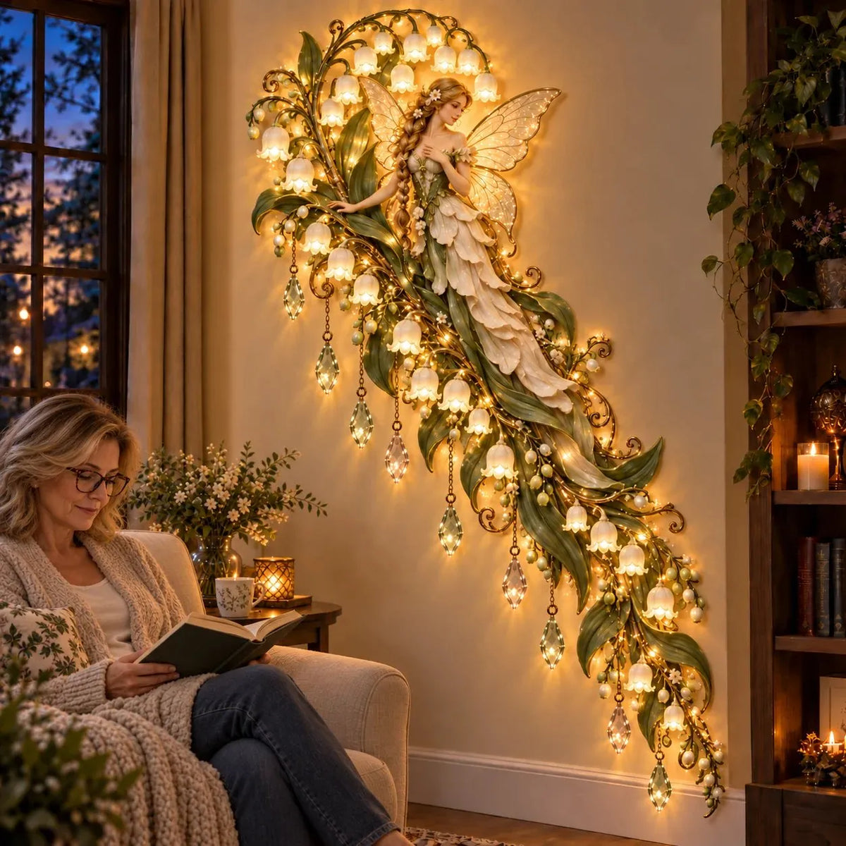 🌹🧚‍♀️Enchanted Flower Fairy Wall Light✨Cascading Floral Decoration