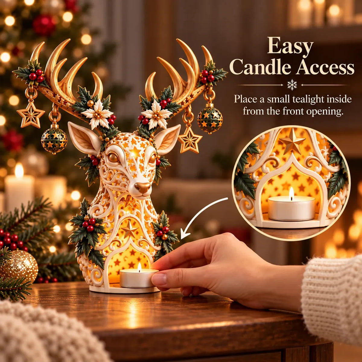 🦌 Starlit Reindeer Christmas Tealight Holder