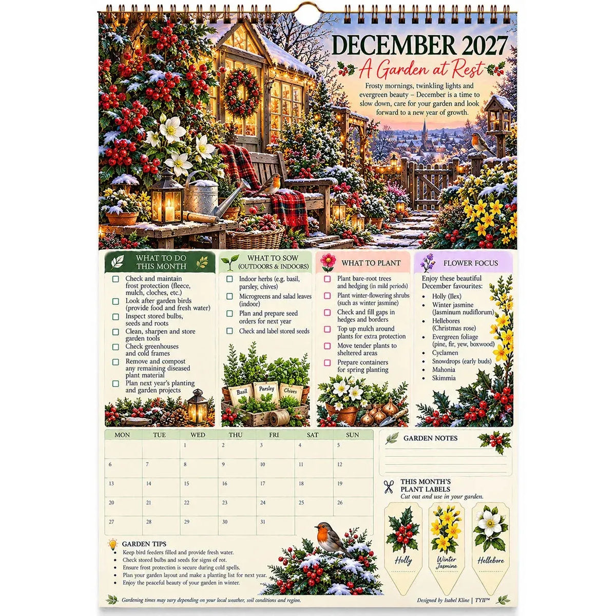 🌿2027 Four Seasons Gardening Calendar & Monthly Planner | Planting Guide, Garden Tasks & Plant Labels🌱