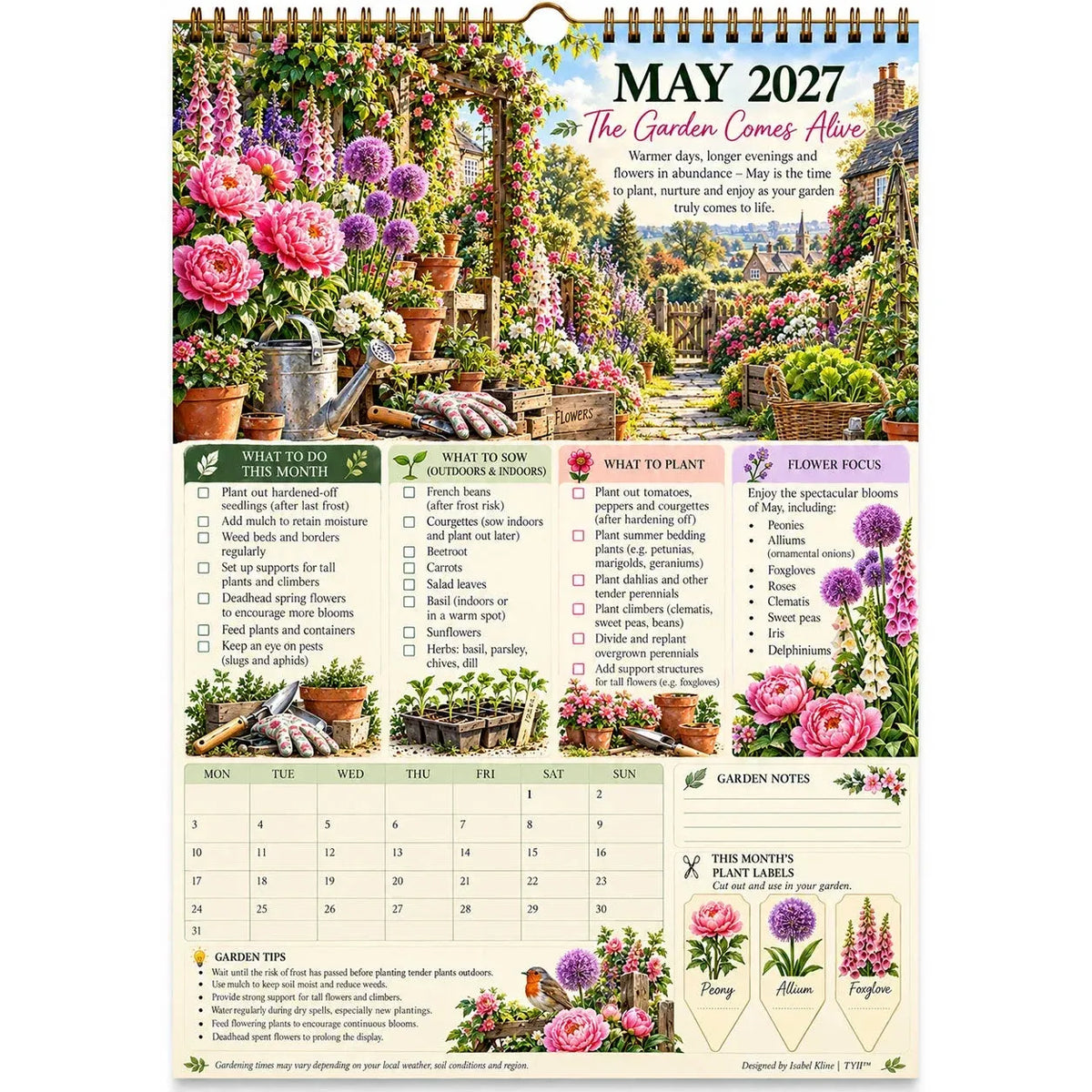 🌿2027 Four Seasons Gardening Calendar & Monthly Planner | Planting Guide, Garden Tasks & Plant Labels🌱