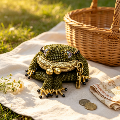 🐸 Frog Coin Purse Collection – Ready-Made Fabric Purse & Beaded Craft Kit