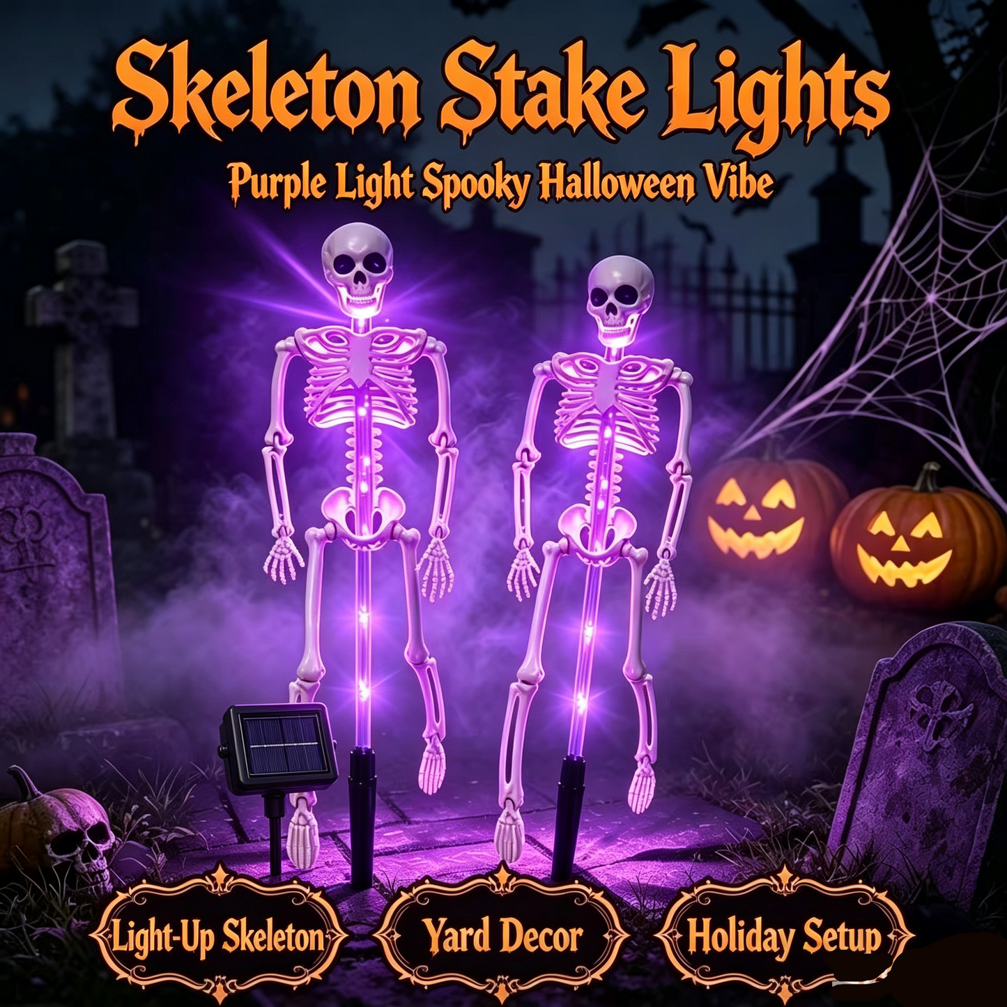 💀 Solar Skeleton Yard Stake