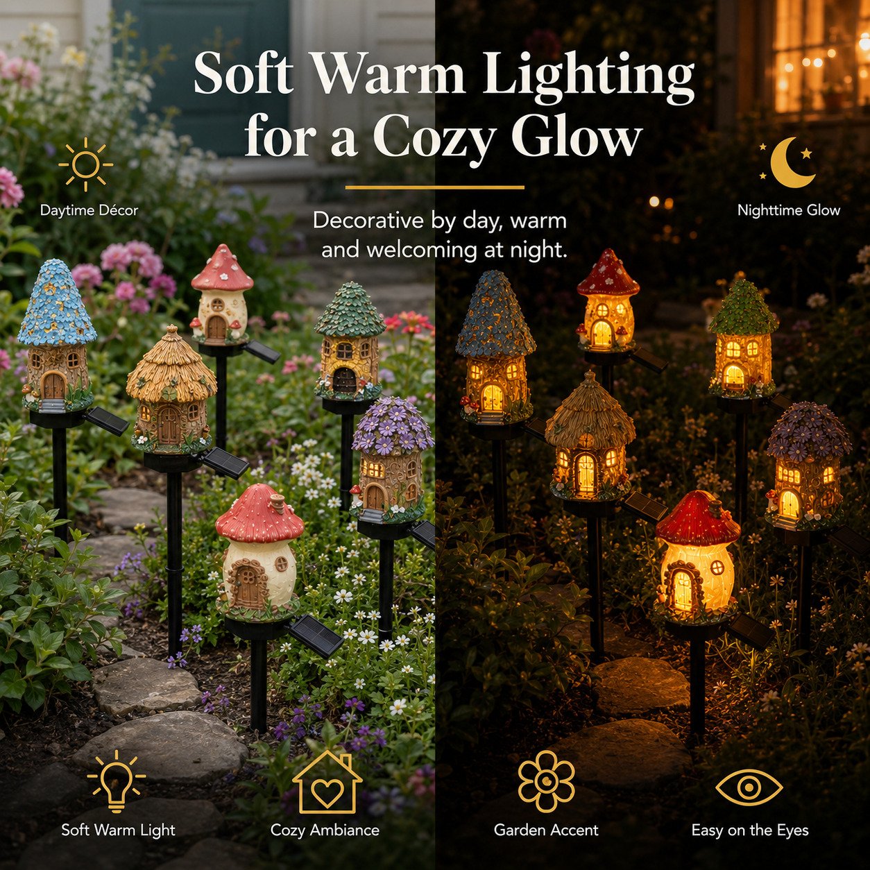 🔥Last Day 55% OFF 🔥 Solar Fairy-Tale Mushroom Cottage Garden Light