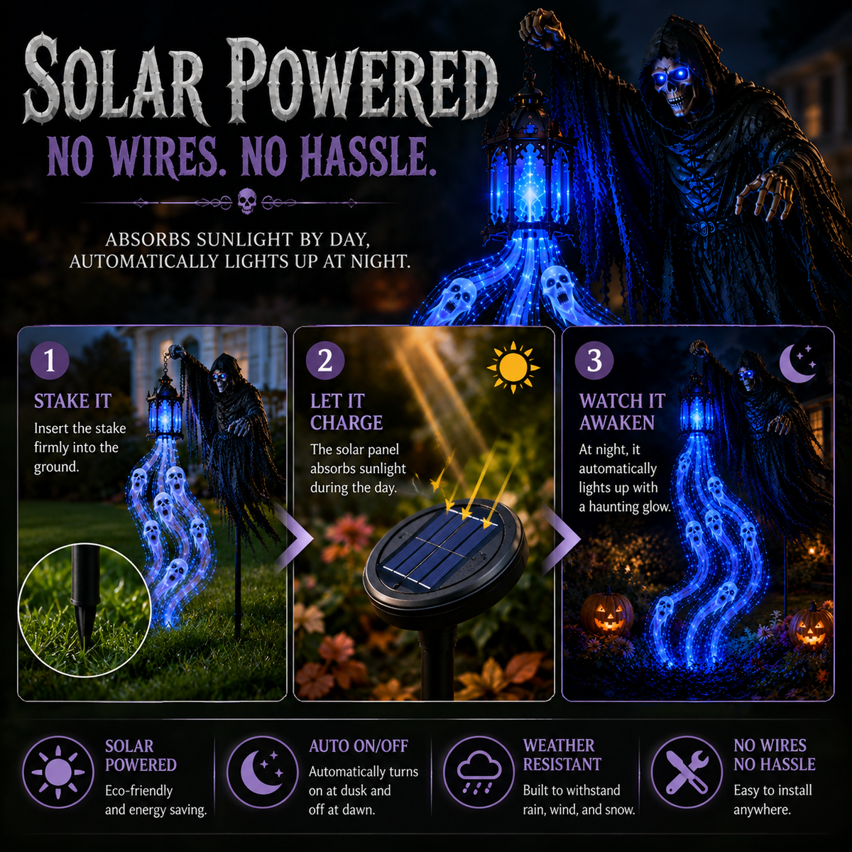🎁 Today Only: 50% OFF 🎁Animated Halloween Soul Harvester Garden Light Collection💀
