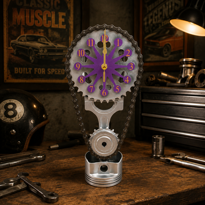 Rotating Timing Chain Gear Clock – Mechanical Piston Desk & Wall Clock