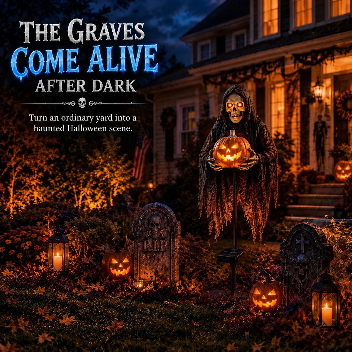 🔥Today 59% OFF🎁 - 💀Halloween Ghostly Animated Cemetery Lights