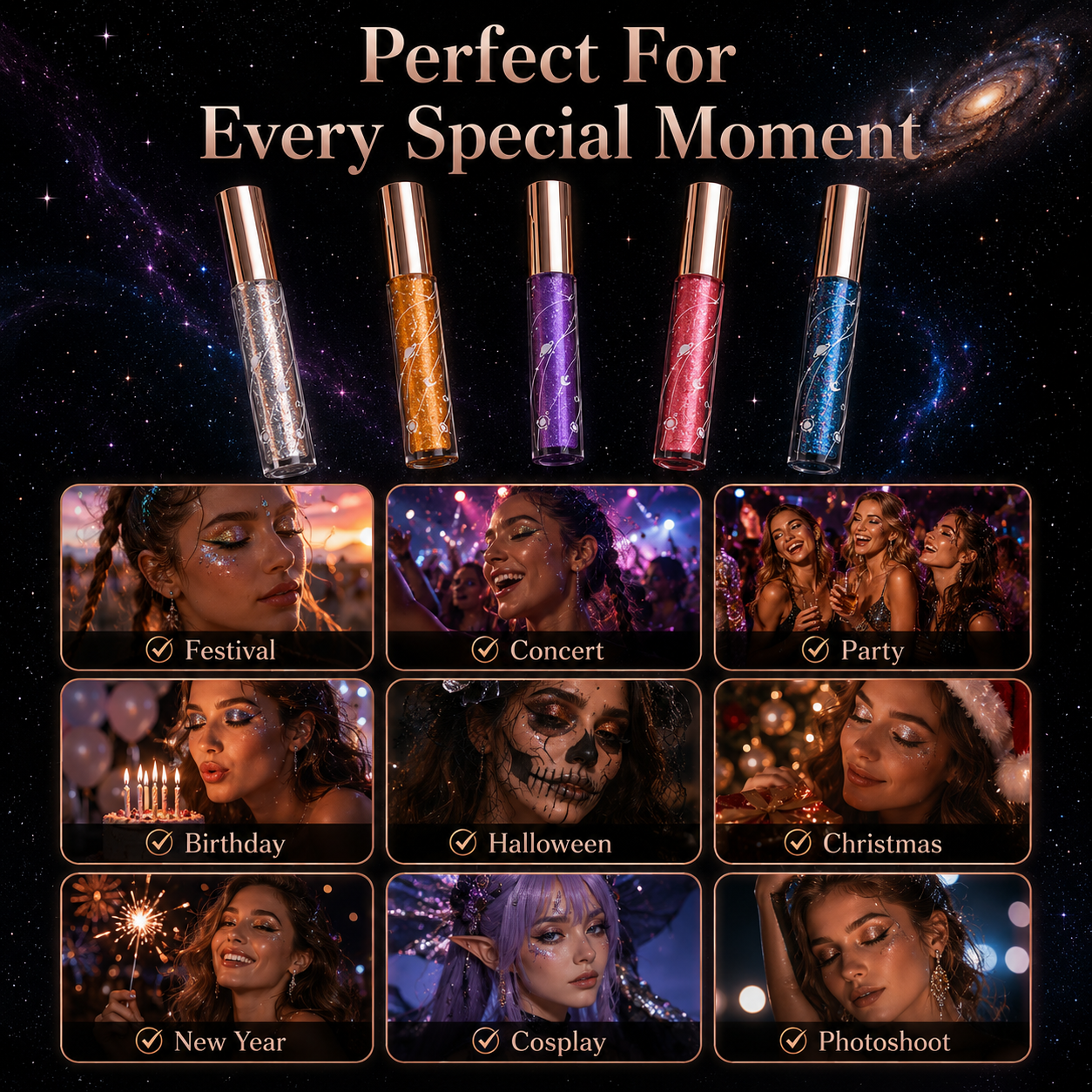 🔥Last Day 50% OFF🌈5-Color Glitter Mascara 🌟Set – Sparkling Lash Makeup Gift Kit🌈✨Mascara✨