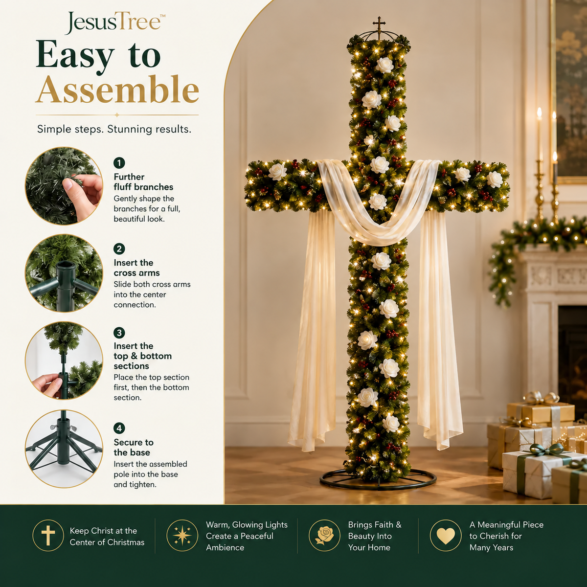🎄 50% OFF 🙏 Lighted Christmas Cross – Meaningful Holiday Home Decor