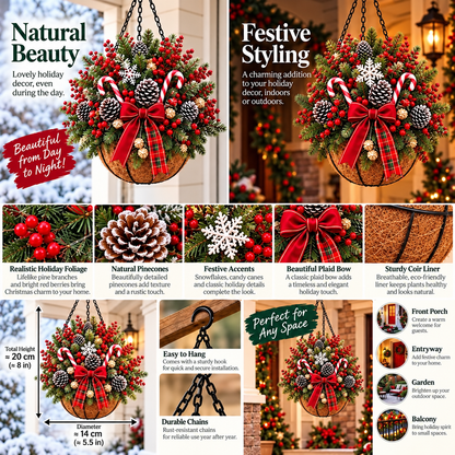 Pre-Lit Christmas Hanging Basket | Pre-lit, weather-resistant, and zero maintenance