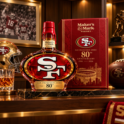 San Francisco 49ers 80th Anniversary Collector Whiskey Bottle – 1946–2026 Commemorative Edition