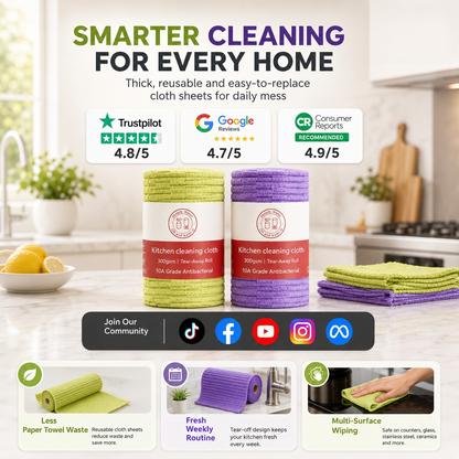Multipurpose Reusable Tear-Off Cleaning Cloth Roll