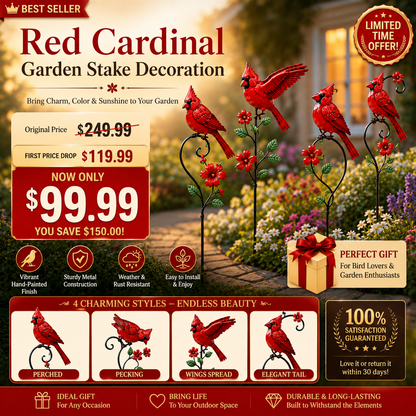 🐦 Red Cardinal Garden Stake Decoration – Bring Vibrant Color & Timeless Charm to Your Garden