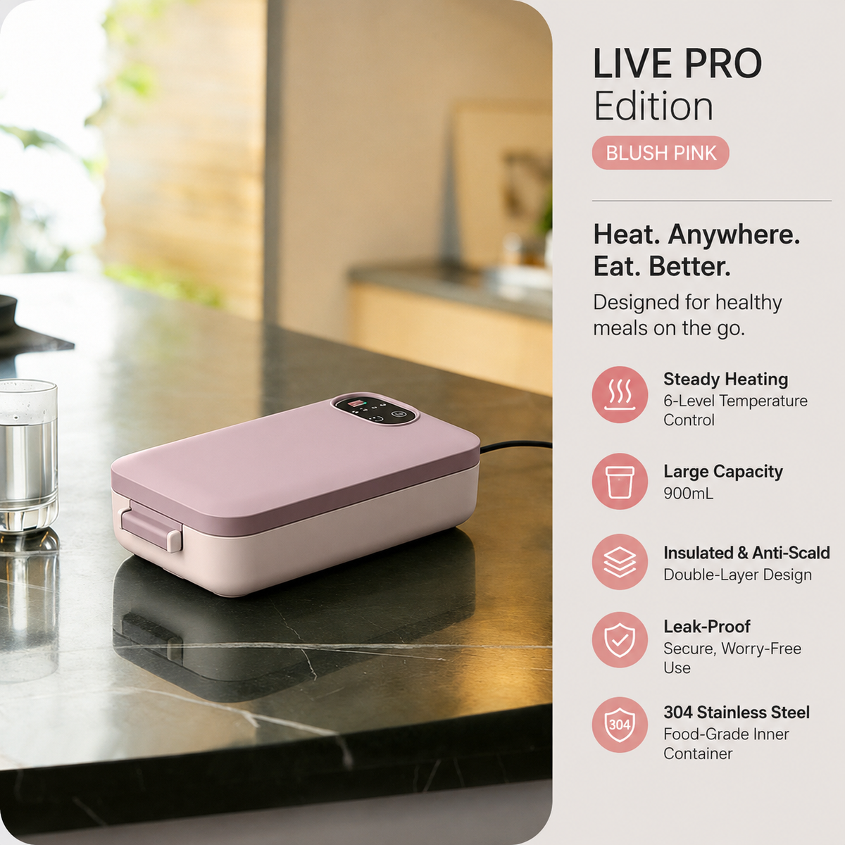 🔥🍱Portable Electric Lunch Box – Self-Heating, 7200mAh, 304 Stainless Steel 🔋🌡️