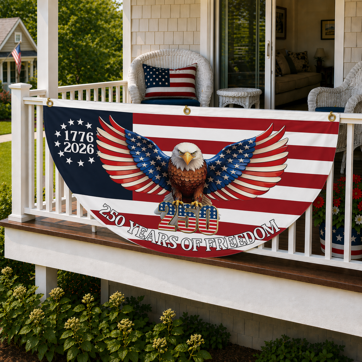 🎇 1776-2026 USA 250th Patriotic Outdoor Half Round Banner 🎊