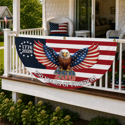 🎇 1776-2026 USA 250th Patriotic Outdoor Half Round Banner 🎊