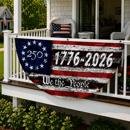 🎇 1776-2026 USA 250th Patriotic Outdoor Half Round Banner 🎊