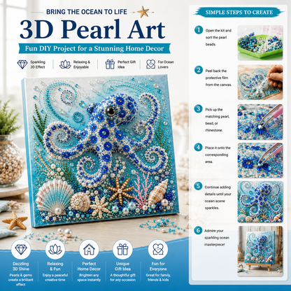 🔥 Up To 61% OFF Sale - 🌊✨ Ocean Theme Pearl Art DIY Kit – Relaxing DIY Craft to Create Stunning Coastal Artwork
