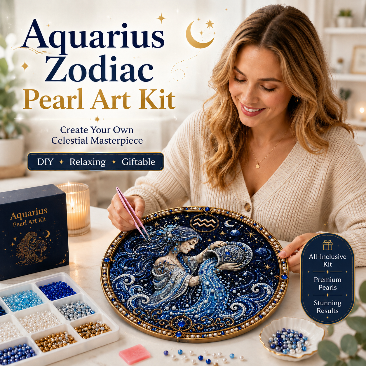 🔥 Only a few sets left!💎 12 Zodiac Signs Pearl Art Kit ♈💫 Bring Every Zodiac Sign to Life with Pearls
