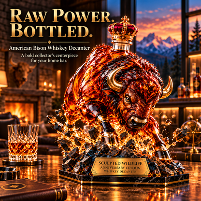 🦬🥃 American Bison Whiskey Decanter – Sculpted Wildlife Collector’s Edition