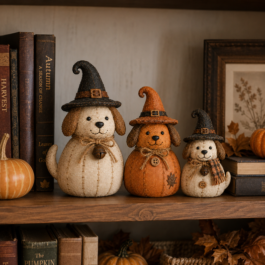 Vintage Witch Cat & Dog Decor Set