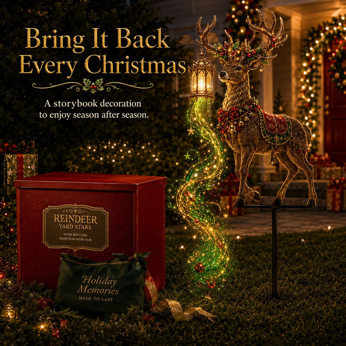 🔥Last day with huge discounts!✨ Light-Up Christmas Reindeer Yard Stake 🦌