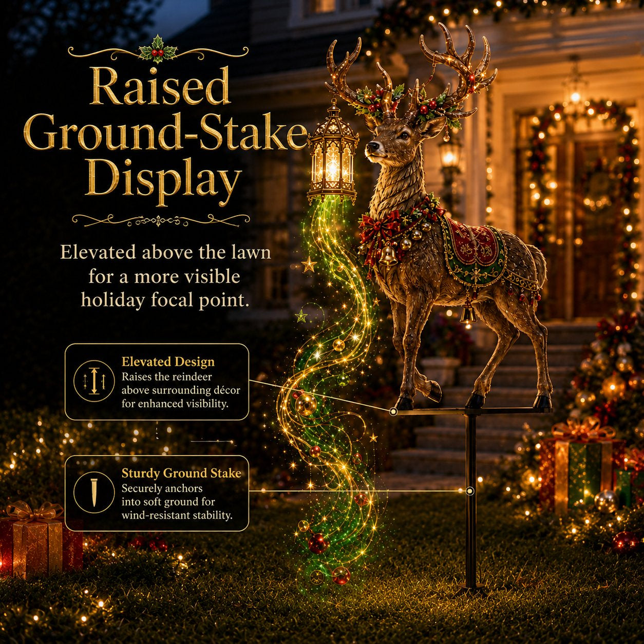 🔥Last day with huge discounts!✨ Light-Up Christmas Reindeer Yard Stake 🦌