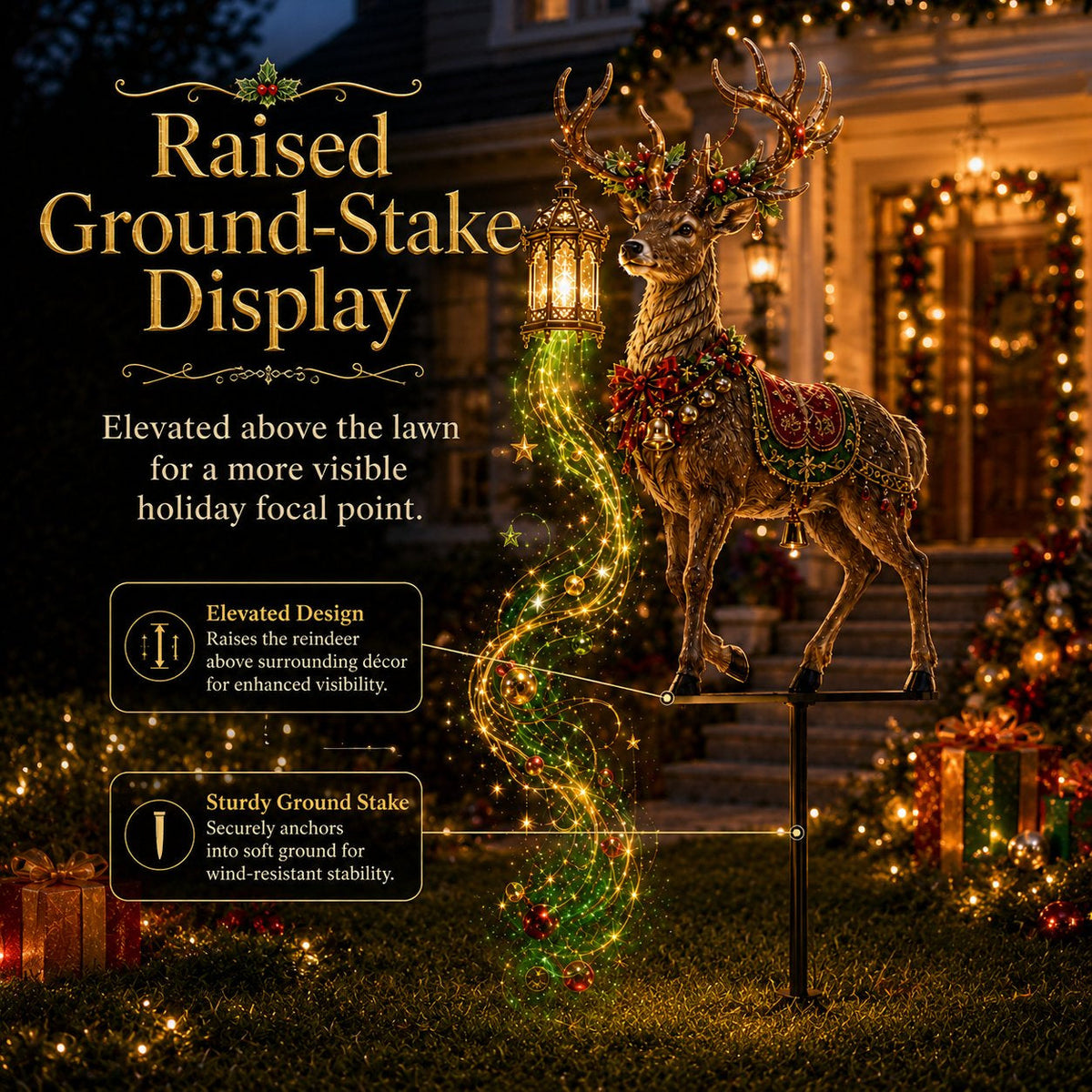 🔥Last day with huge discounts!✨ Light-Up Christmas Reindeer Yard Stake 🦌