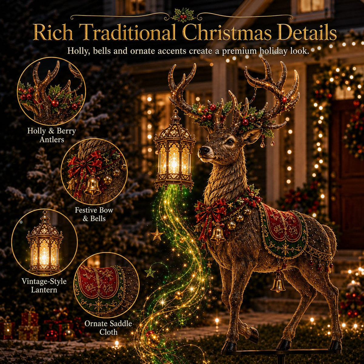 🔥Last day with huge discounts!✨ Light-Up Christmas Reindeer Yard Stake 🦌