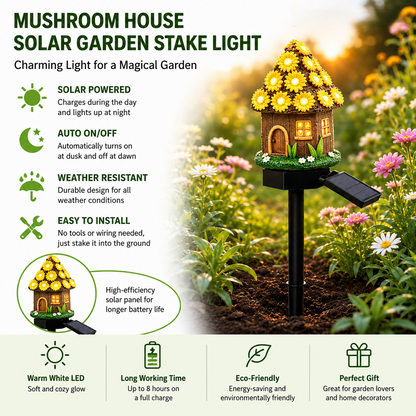 🔥Last Day 55% OFF 🔥 Solar Fairy-Tale Mushroom Cottage Garden Light