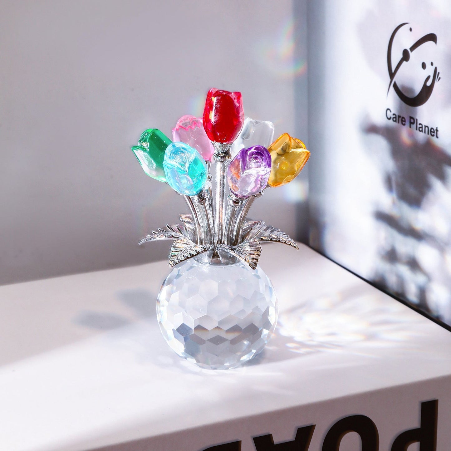 ❤️🌹Colorful Rose Flower Collectible Figurine with Vase