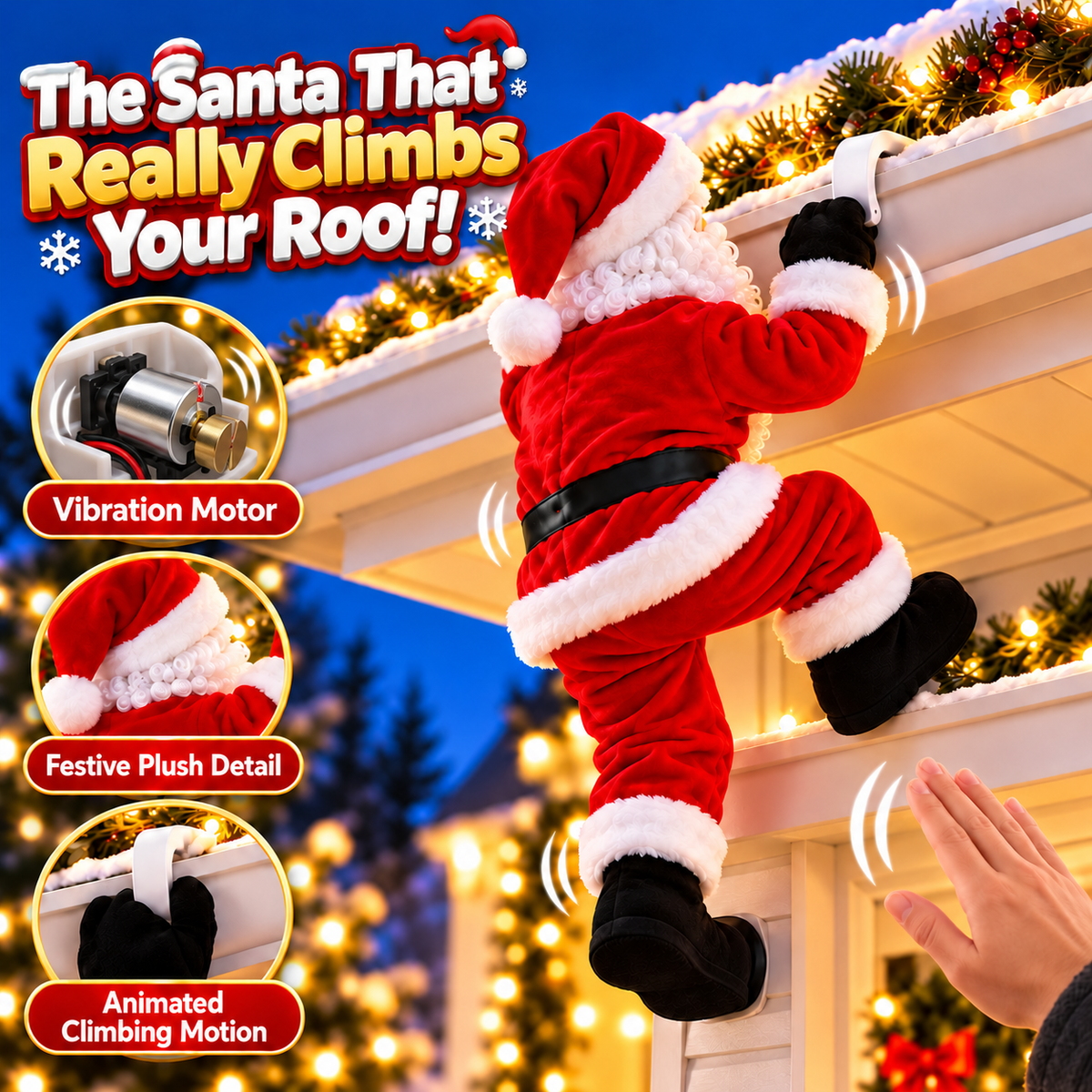 🎅🎄 Remote-Controlled Climbing Santa™ – Animated Christmas Roof & Gutter Hanging Decoration | Watch Santa Try to Climb Your Roof! 🎁