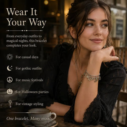 🌙 Vintage Witchy Charm Bracelet – Mystical Celestial Jewelry For Everyday Magic
