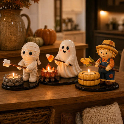🔥LAST DAY 51% OFF🍂👻Halloween Campfire Tealight Holder ✨– Cozy Spooky Tabletop Décor