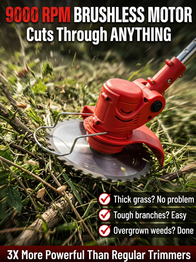🌿 Lightweight Cordless Grass Trimmer – Quiet 9000 RPM Lawn Care Tool